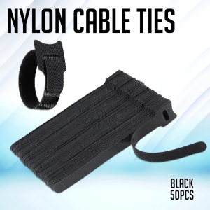 PSD - Reusable Nylon Self-adhesive Cable Zip Tie Black/White