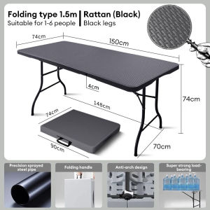 APTO 4/6FT Folding Table Outdoor Picnic Camping Home Portable Waterproof Heavy Duty B1T1 Foldable Table