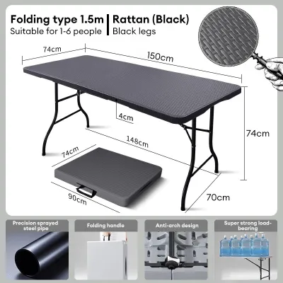 FairCraft​​ Folding Table 6ft/4ft Foldable Table Heavy Duty Portable Folding Table Adjustable Hight Computer Table Dining Table Suitable For Picnic And Outdoor Party