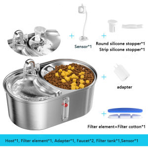 IPSKY Pet Fountain Stainless Steel Automatic Cat and Dog Water Dispenser 3L