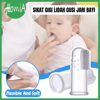 Sikat Lidah Bayi / Sikat Gigi Jari Silikon / Baby Finger Tootbrush Silicone Dengan Jari Ibu - HOMIA