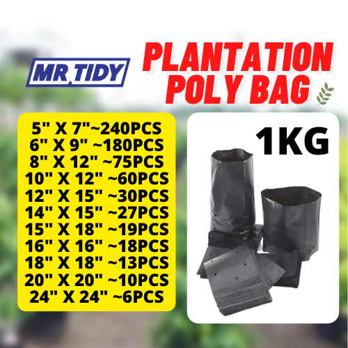 1KG POLYBAG UV Hitam Polibag Tebal Poly Bag Fertigasi Black Nursery ...