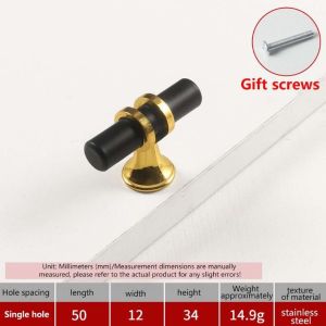 Modern Black Handle Gold Acrylic Door Handle Cabinet Solid Drawer Knobs Wardrobe Door Handles With Zinc Alloy Material