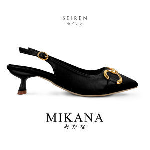 Mikana Seiren Pointed Toe Slingback Chain Sandals Heels for women shoes 2 inches gold accent office sandal pumps