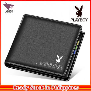 Mens PU Leather Bifold Clasp and Zipper Coin Purse Wallet for Men