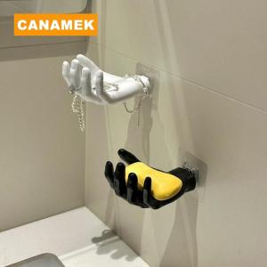 【CANAMEK】 Resin Wall Hanger Self Adhesive Hand Shape Hanger Hook No Drilling Palm Shaped Hook Wall-Mounted Multifunctional For Home Office