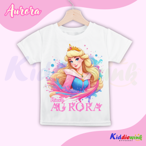 Kids T-shirt Top for Girls 0-10 Yrs Old Princess Aurora Assorted Cartoon Fashion Tees Shirt Short sleeves Kid Wear Cute