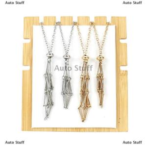 [COD] Auto Stuff ที่ใส่สร้อยคอแบบกรงคริสตัลที่ใส่แบบสแตนเลสโซ่โลหะที่เก็บหินเครื่องประดับจี้ปรับขนาดได้