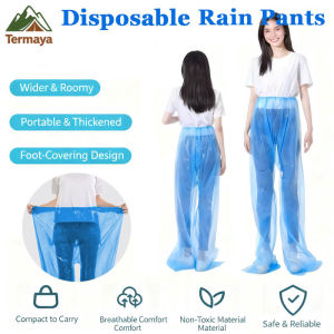 Termaya Disposable PE Rain Pants Thickened Foot Full Covered Waterproof Raincoat Baju Hujan One-Size