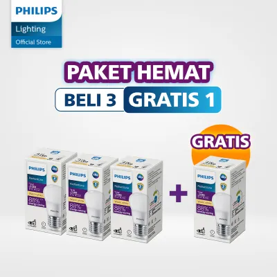 Philips Lampu LED Paket Beli 3 Gratis 1 Lampu Radiantline LEDBulb 3W 3000K