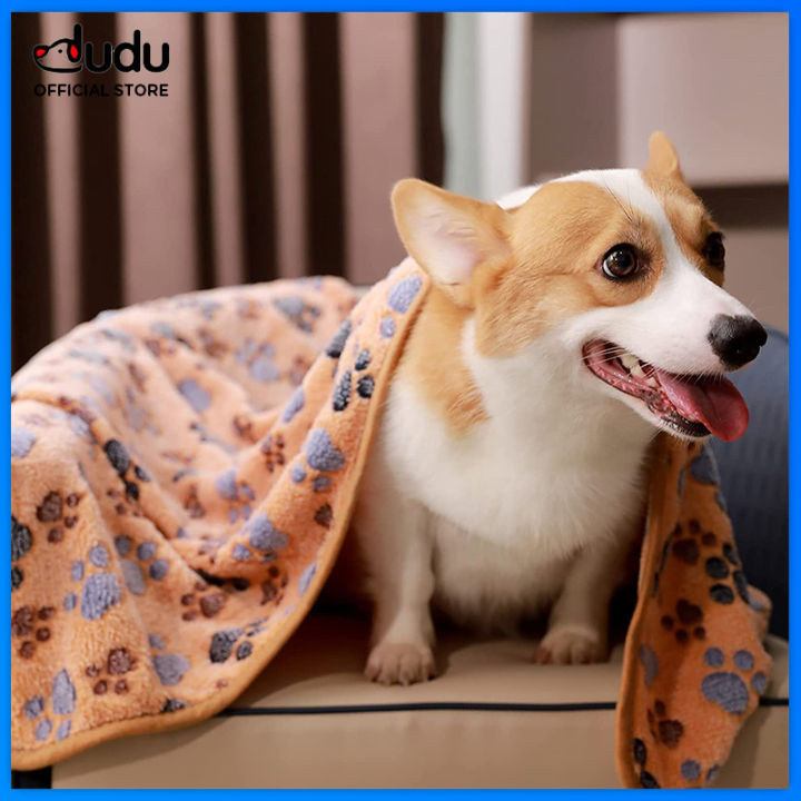 DUDU Pet Dog Puppy Blanket Paw Print Fleece Blanket for Small