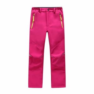 RUCHI Brand Waterproof Windproof Boys Girls Pants Children Outerwear Warm Trousers Sporty Climbing Trousers For 4-16 Years Old