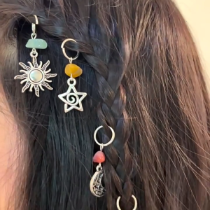 Bohemian đồ trang sức tóc cho tóc tết dây thừng Braid kẹp dạng tròn dân tộc nhẫn treo vật trang trí kẹp dạng tròn tóc Braid dreadlocks phụ kiện