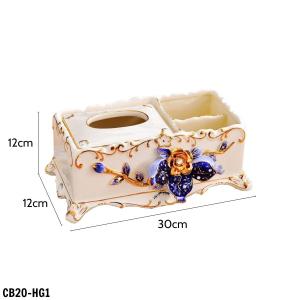 Hộp đựng giấy hoa lựu xanh lá tinh tế mang phong cách tân cổ điển sang trọng CB20-HG1