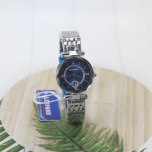 Jam tangan wanita Leopard 3326L tali rantai analog tanggal aktif original
