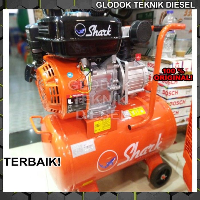 SHARK Kompresor Angin Bensin 1 HP 35 LITER Gasoline Air Compressor EZ ...