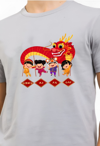 Kaos Pria 3 Dimensi Motif Bocah Arak Naga Tshirt Oblong Katun 24s H0268 By Hans & Co