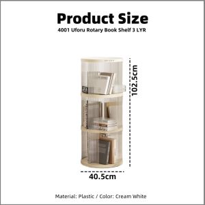 【PLAYFUL】360 Degree Rotating Bookshelf - Space Saving Floor Stand with Drawers