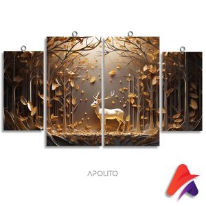 HIASAN DINDING PEMANDANGAN RUSA EMAS  SET ISI 4 AESTHETIC BLACK AND GOLD DEER KAMAR DEKORASI RUMAH WALL DECOR AESTHETIC DECOR KAMAR RUSA