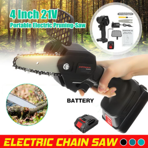 Gergaji Mini Pemotong Batang Kayu Kecil Gergaji Listrik Nirkabel 800W 88VF 4 Inch dengan Baterai Isi Ulang