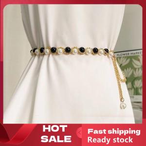 🚚【Local Express Delivery】🚚 Elegant Women Pearl Belt Waist Chain Elastic Buckle Pearl Chain Belt Female Clothing Accessories