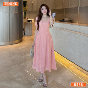 Đầm BEMINE cổ vuông voan tơ kim tuyến dáng dài phù hợp đi chơi-B558