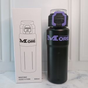 Botol Termos MORE Portable 600ML Tahan Panas Dingin 2Cara Minum Teguk & Sedot Stainless Steel Sus 316