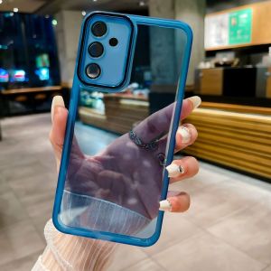 For Samsung Galaxy A55 A35 A25 A15 A05 A05s 5G 4G Case 2024 Phone Casing Back Cover Soft TPU Silicone Plating Transparent Clear Shockproof Bumper Acrylic Camera Lens Protect