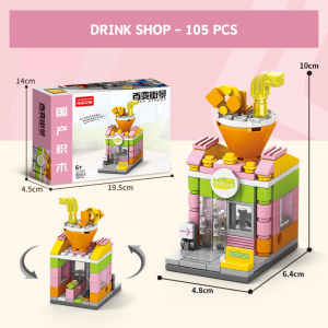 Live Street View Building Blocks Blok Pembinaan Lele Brother City Shop Educational Toys for Kid