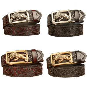 Western Simple Belt Beast Buckle Gift for Husband Boyfriend Wide Belt Beast Buckle Men Western Cowboy Belt