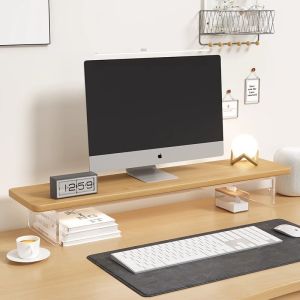 Acrylic computer monitor stand office desktop screen height bracket modern minimalist style craftsmanship storage rack