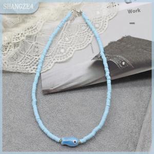【SHANGZE4】 Bohemian phong cách đầy màu sắc cá gốm Mặt dây chuyền vòng cổ cho phụ nữ mềm Polymer hạt đất sét đa màu sắc bãi biển đồ trang sức
