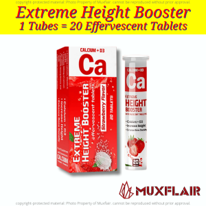 Extreme Height Booster Calcium & Vitamin D Effervescent Tablets for Bone Health & Immunity Support 20 Tablets - Made in USA