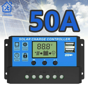 PROMO Solar Charge Controller 12V/24V 10A 20A 30A 50A 60A USB Panel Tenaga LCD Kecerdasan Auto Mengatur Solar Kontroler Pengisi Daya Baterai Pengontrol Baterai Charger Panel Surya