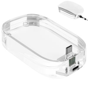 Geekria Mouse Charging Station Acrylic Mouse Charging Dock Mouse Stand Compatible with Apple Magic Mouse (USB-C) Magic Mouse Accessorie (Transparent)