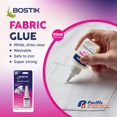 Bostik Fabric Glue 20ml strong adhesive for fabric repairs and crafts machine washable safe to iron