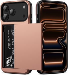 for iPhone 17 Pro Max Wallet Case with Hidden Sliding [Max 3 Cards Holder] Dual Layer Hard Plastic Back Shockproof Protection Phone Case for iPhone 17 Air 16E16 Plus 15 14 13 12 11
