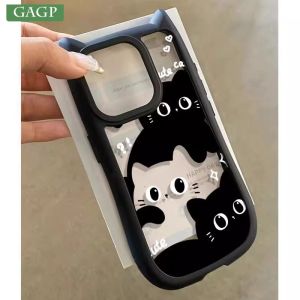 Cute Black Cat Case For iPhone 17 16 15 14 13 12 11 Pro Max Plus Transparent Lovely 3D Cats Ears Protection Cover 16 17 Pro Max