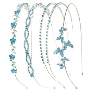 Wecoe 4 Pack Silver Rhinestone Headband Flower Girl Bridal Wedding Headband Crystal Headpiece Flower Leaf Butterfly Metal Headband Little Girls Kids Crown Tiara Hair Accessories For Women Girls Gifts