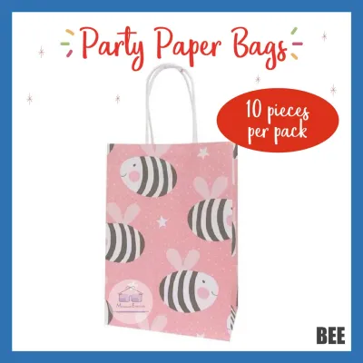 [SG STOCK] (Large Paper Bags) (10PCS Per Pack) Party Paper Bag - Kids Birthday Party Gift Bag Cartoon Animal Kraft Carrier Treat Bags Christmas Children Goodies Bag Birthday Gift Present Party Paper Bags