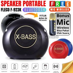 Speaker Bluetooth Full Bass Boost Booster Fleco F-923K Karaoke (Bonus Mic Wireless Bisa Pakai 6 Efek Suara) Fitur (Bluetooth USB Memori AUX Radio FM) Bisa Dicas Tahan 6 Jam / speaker aktif / speaker bluetooth / salon karaoke bluetooth