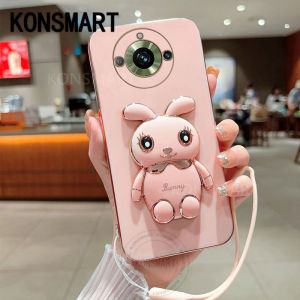 Konsmart vỏ mới cho Realme 11 Pro 11pro + 2023 mạ Silicone với dễ thương sang trọng thỏ đứng vỏ điện thoại realme11pro + 5g