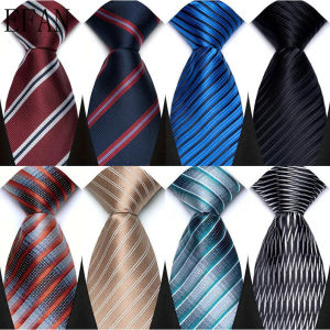 Luxury 8CM Mens Striped Wave Ties for Man Groom Groomsman Jacquard Woven Maroon Blue Black Neck Tie Formal Business Party Neckties Accessories
