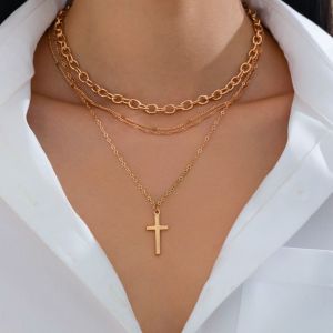 NOVELLEO Có thể điều chỉnh Vòng Cổ Choker chữ thập cổ điển Dây xích mỏng Xếp chồng lên nhau Vòng cổ cầu nguyện nhiều lớp Dây chuyền nhiều lớp Phước lành  dây chuyền chữ thập Cầu nguyện Kitô giáo