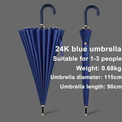 24 Ribs Automatic Large Long Umbrella Curved Handle UV Sunscreen Protection Golf Umbrella Extra Large Oversized Windproof Rainproof Big Umbrella