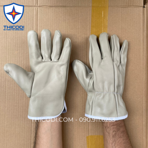 Găng tay da hàn lộn chống cháy chịu nhiệt tia lửa văng bắn nhiệt độ cao cổ ngắn