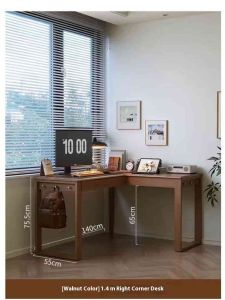 Wood Solid Office Table Wood Corner Study Table L-shaped Study Desk Computer Desk Office Desk