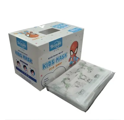 Khẩu trang trẻ em 3 lớp kháng khuẩn in hình hoạt hình dễ thương mềm mại an toàn cho bé hộp 50 cái - Happy Home 4U