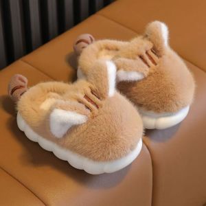 ZEEMIN 2024 New Childrens Winter Boatou Home Cotton Slippers Boys And Girls Soft Sole Non Slip Cartoon Plush Warm Fluffy Slippers