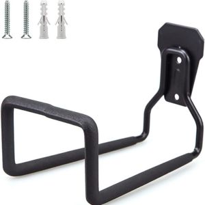 Two Hole Hose Hanger Black Heavy Duty Metal Wall Mounted Garden Hose Holder for Indoor Outdoor Yard Garage Water Hose Storage Solutions